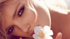 Blondes woman close-up Flowers