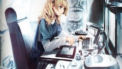 Blondes woman Computers Oekaki