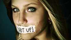 Blondes woman eyes gag