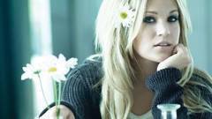 Blondes woman Flowers brown