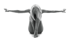 Blondes woman monochrome sitting