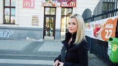 Blondes woman outdoors mcdonalds