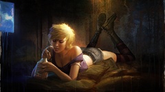 Blondes woman stockings skirts