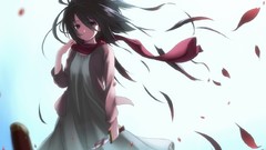 Blood Anime anime girls black hair black eyes mikasa ackerman 