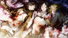Blood Anime anime girls mikasa ackerman shingeki no kyojin eren 