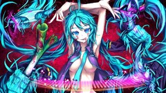 Blood Anime blue hair anime girls blue eyes hatsune miku 