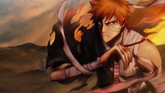 Blood bandages bleach kurosaki ichigo orange hair windy