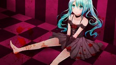 Blood blue hair hatsune miku vocaloid Blood Stain Child