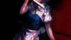 Blood dagger red eyes short hair touhou izayoi sakuya silver 
