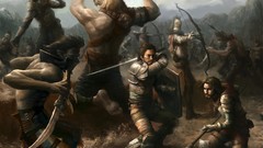 Blood paintings Fighting Swords beasts battles Archers fantasy 