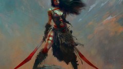 Blood Swords fantasy art Amazon girl