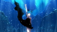 Blue Anime blue hair hatsune miku vocaloid twintails hair 