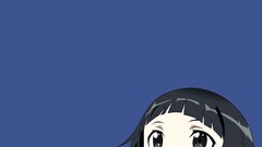 Blue background anime girls black hair black eyes vectors sword 