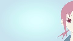 Blue background faces schoolgirls anime girls school uniforms 