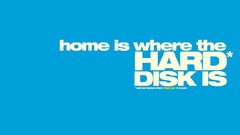 Blue background posters hard disk minimalistic Matei Apostolescu