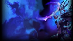 Blue background red eyes Dota Dota 2 artwork video games 