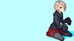 Blue background red eyes sitting earrings hoodies blondes 