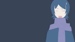 Blue background scarfs blue hair anime girls closed eyes 