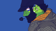 Blue background striped cartoons