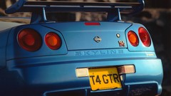 Blue cars close-up Nissan blurred back view vehicles blurred 