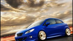 Blue cars Seat Ibiza vehicles HDR Photography