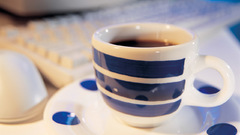 Blue coffee cup drink