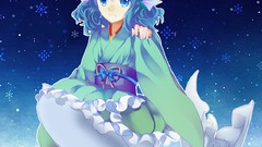 Blue dress blue background mermaids blue hair anime girls blue 