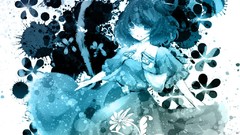 Blue dress blue hair short hair touhou blue dress video games 