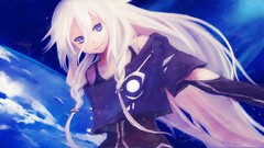 Blue Earth white hair smiling long hair anime girls blue eyes 