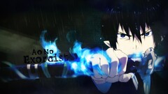Blue Exorcist Anime okumura rin blue eyes rain angry face