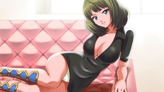 Blue eyes green hair idolmaster cleavage underwear panties 