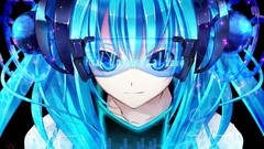Blue eyes hatsune miku vocaloid twintails cyan hair