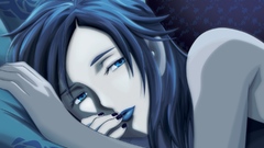 Blue eyes lips Blood