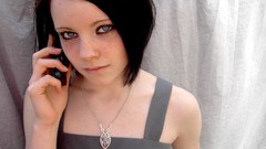 Blue eyes phones black hair emo girl Toni Pearce