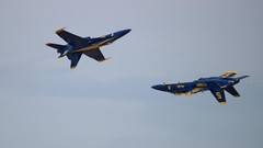 Blue fighters stunt flying