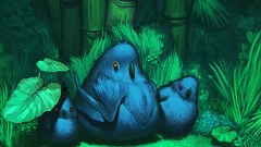 Blue forests Birds fat