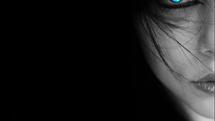 Blue girl death eyes image has photoshoped