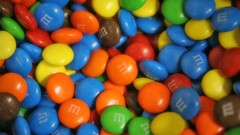 Blue Green orange chocolate sugar fat multicolor M and Ms