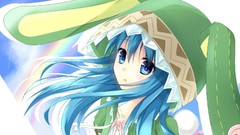 Blue hair anime girls blue eyes date a live bunny ears Yoshino 