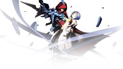 Blue hair anime girls brunettes guilty crown anime boys visual 