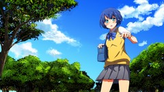 Blue hair anime girls school uniforms ano natsu de matteru 