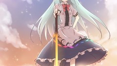 Blue hair anime girls touhou hinanawi tenshi Shimakaze