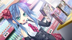 Blue hair green eyes game cg otaku Aoba Mami