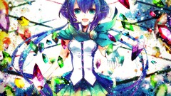 Blue hair long hair anime girls blue eyes vocaloid Sazanami 