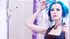 Blue hair white Arms