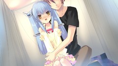 Blue hair yellow eyes