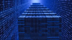 Blue infinity server data center futuristic future architecture