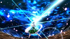 Blue Katana Anime white hair Ribbons anime girls blue eyes 