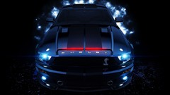 Blue lights cars cobra GT Shelby glowing vehicles Ford mustang 