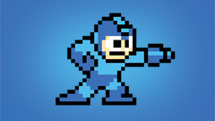 Blue mega man pixel